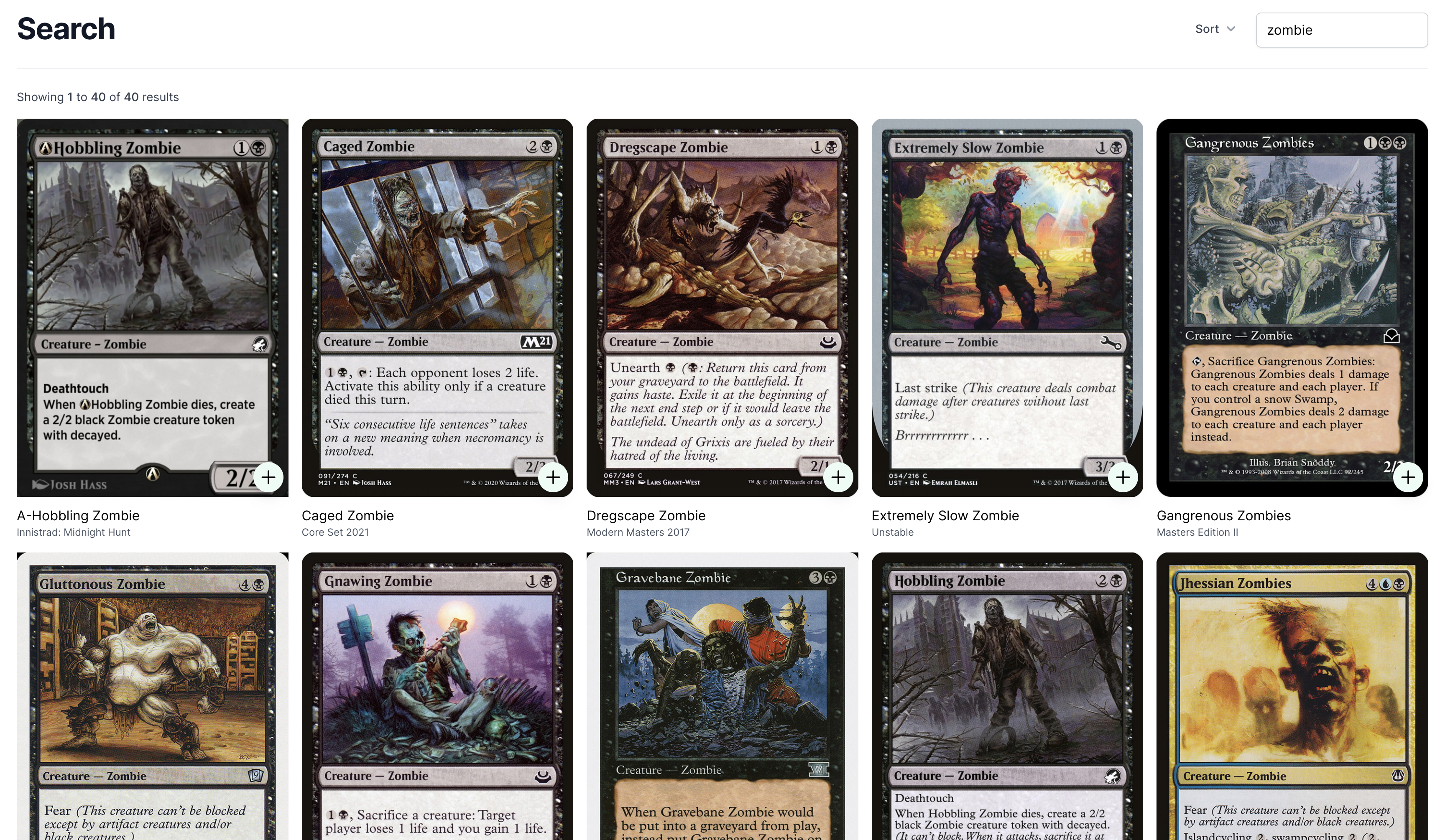 MTG Proxies zombie search